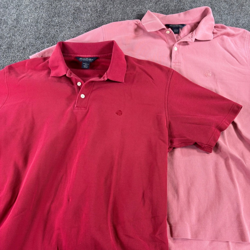 Brooks Brothers Polo Shirts Mens Large Red Pink Cotton Bundle Short Sleeve Pique